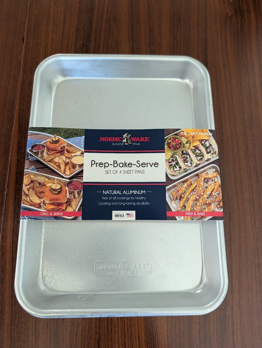 Nordic Ware Naturals Aluminum Baking Sheet 4 Prep Bake Serve Pans USA